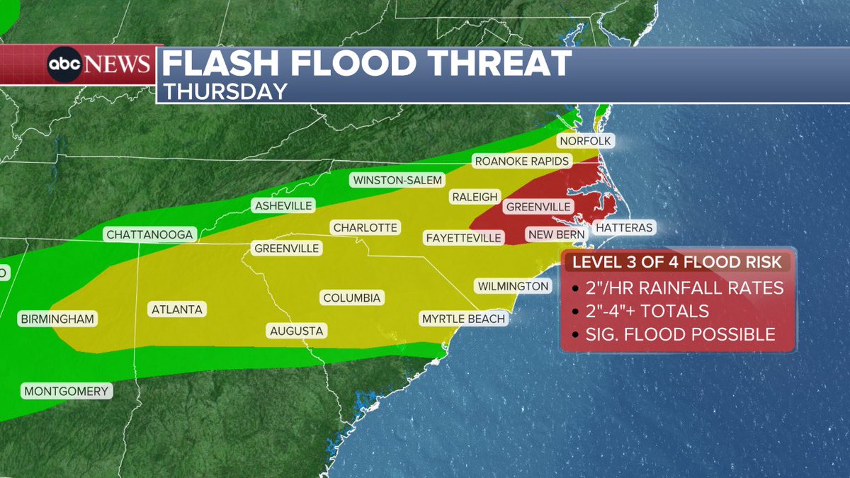 Ginger_Zee's tweet photo. People love a named storm (Bertha) but I think flash flood threat in Virginia and North Carolina is a bigger impact story — this is the same front that brought tornadoes from KY to NJ, now becomes stationary &amp; drench eastern NC/southeastern Virginia through the end of this week! https://t.co/0WnoiIC0Eh
