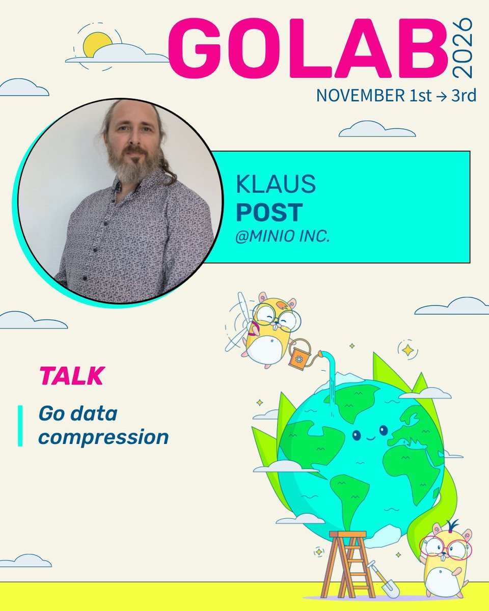 golab_conf's tweet photo. 🗜️ Compression is all about trade-offs.

Smaller payloads, lower bandwidth, faster transfers... but at what cost in CPU, memory, and compatibility?

At #GoLab2026, Klaus Post will guide you through the compression landscape in Go and help you choose the right tool for the job. 
https://t.co/wWlC9KhSDl