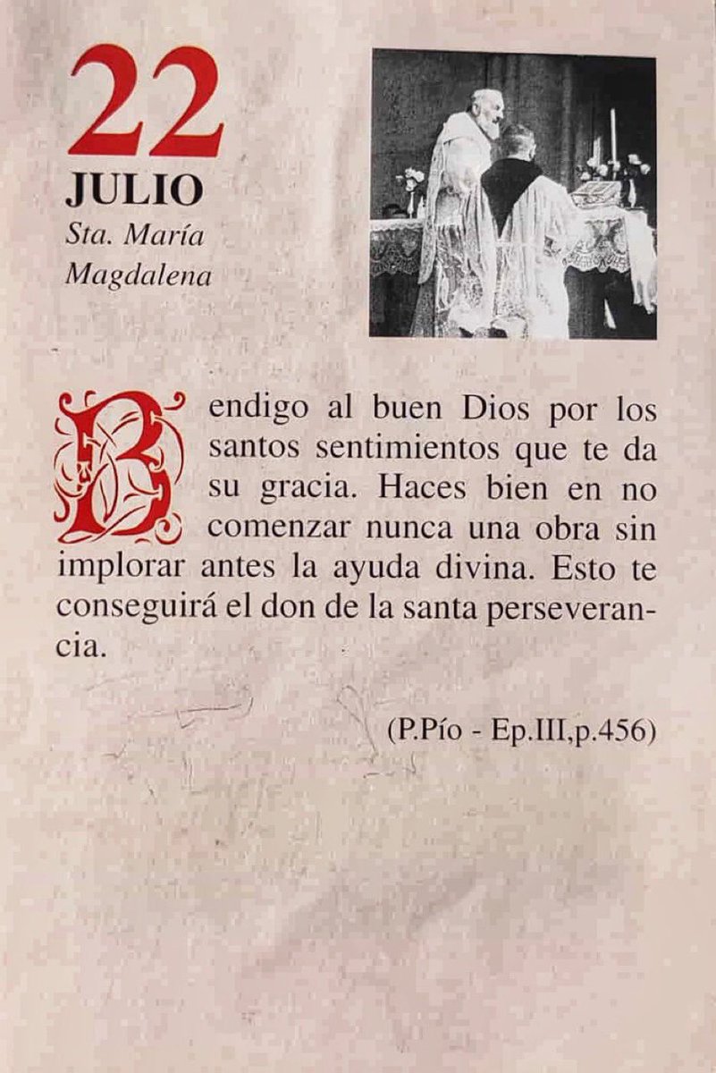 SanPadrePioPiet's tweet photo. ¡Feliz Miércoles 22 de Julio!

"Bendigo al buen Dios por los santos sentimientos que te da su gracia. Haces bien en no comenzar una obra sin implorar antes la ayuda divina. Esto te conseguirá el don de la santa perseverancia”. https://t.co/mVafqw3Xnz