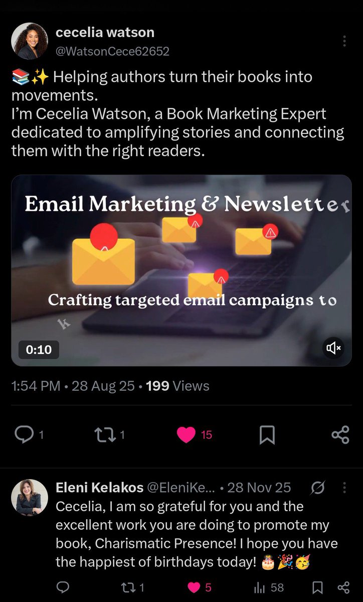 WatsonCece62652's tweet photo. Honored to receive this feedback from @EleniKelakos . We remain committed to providing authors with meaningful support and outstanding service. 📚📚
#BookMarketing #AuthorMarketing #IndieAuthors #WritingCommunity #BookPromotion #BookVisibility https://t.co/O4kc8MXbVE