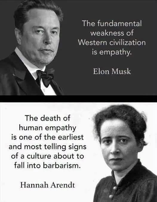 JamesTate121's tweet photo. Two contrasting visions of humanity in a single image. Does empathy weaken a civilization, or is it the only thing keeping it civilized? https://t.co/Vo2IcXBwPM