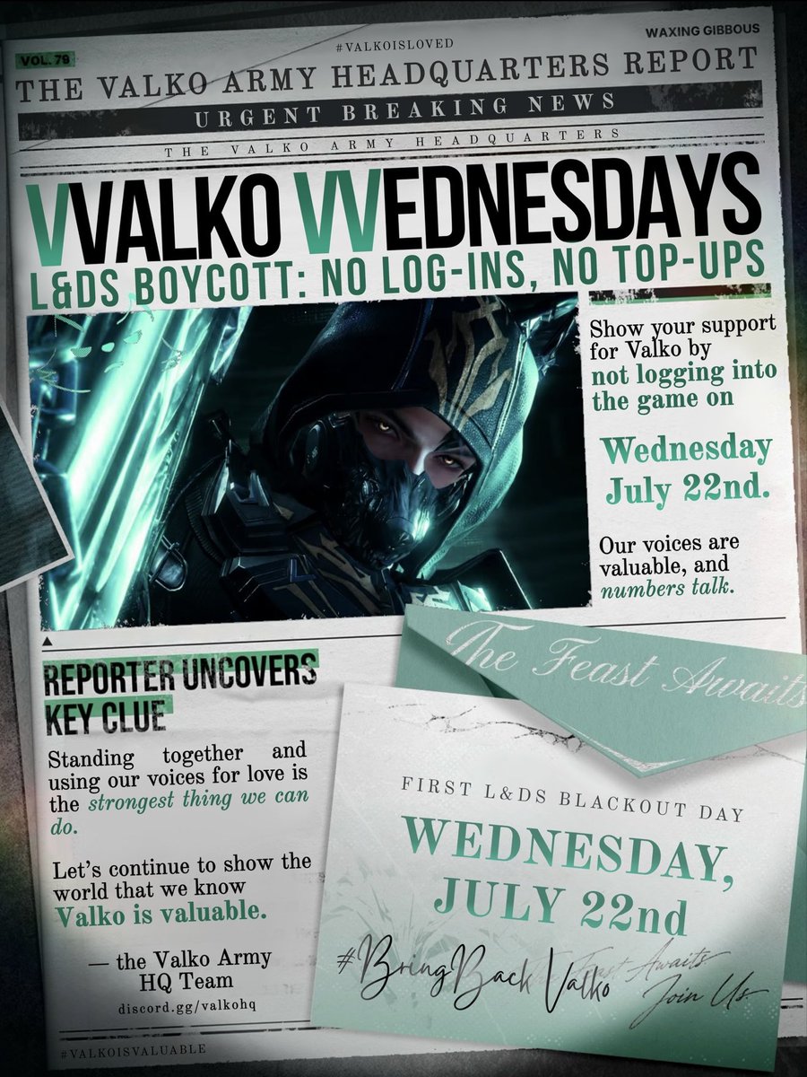 peanuts861's tweet photo. GOOD MORNING VALKYRIES!! It’s a lovely day to not be logging into LADS! Let’s complete our boycott daily tasks and make sure inflop hears us. 

Hate got an answer in 7 days. It takes longer to respond to love because our solution will take the longest to implement. (Aka we had to clear our man’s name, shut down the haters, donate to charities around the world, get billboards around the world and organize ourselves to not be bullied by minors😩) We gotta stay strong and keep fighting for our wolf! LOVE CONQUERS HATE!

#ValkoIsLoved #BringValkoBack #ValkolsGoodestBoy