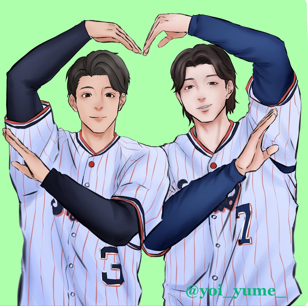 yoi_yume_'s tweet photo. すわほーーー！！🐧⛱️
今日のそまひで！！！！
最高でした😭✨
イラストあげます〜！！

#イラスト
#ヤクルト
#長岡秀樹
#内山壮真 https://t.co/evJlpux7zH