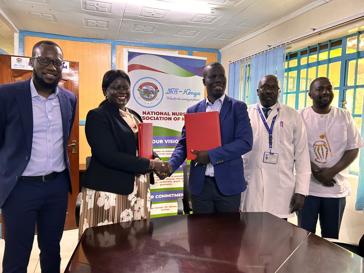 rhnkorg's tweet photo. Historic moment today. ✍️
#RHNK + @nnakenya signed an MOU.

A binding commitment for the nurses and midwives who are the backbone of care across Kenya. 🤝

The reality:
Kenya has 13.8 health workers per 10,000 people.
WHO says we need 44.5 to achieve #UHC.
We’re at less than a third. 🔴

They face shortages, gaps in training, and too little support.
The system asks too much, and gives too little.

So we committed to:
🎓 Continuous learning
👩‍⚕️ Professional leadership
🔬 Evidence-based practice
📣 Policy advocacy

As #SHA reforms roll out, a stronger workforce = stronger health systems.
This is only the beginning. 🚀

#SystemsThatWorkForHer
