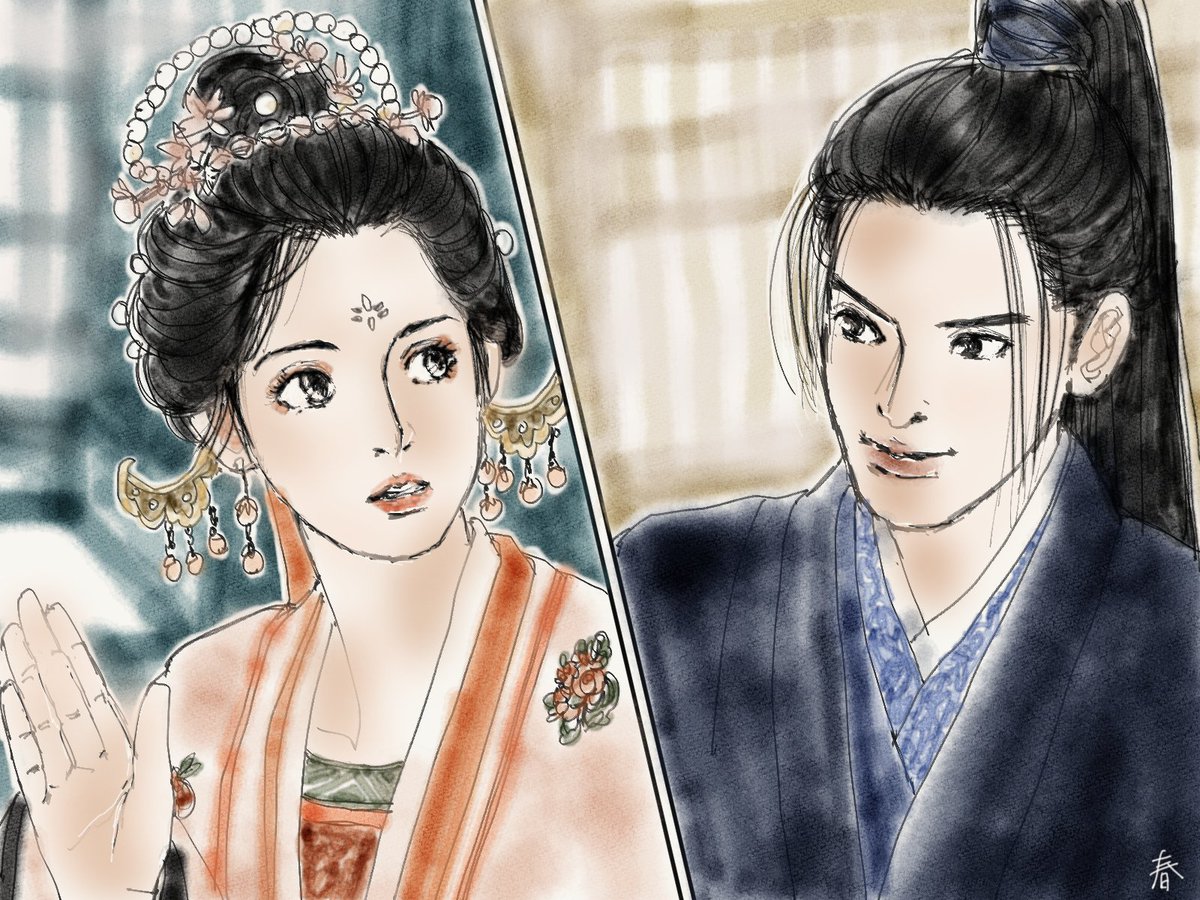tubakiyshiki's tweet photo. 「皇帝が樊长玉を貴妃にしたがっている」と巷で噂になっているという。「彼らは君の出方を伺ってるんだ。どうするつもり？」とおもしろそうに尋ねる谢征。「我呸‼」と吐き捨てる樊长玉。＃逐玉 https://t.co/1fv6sGuyfV