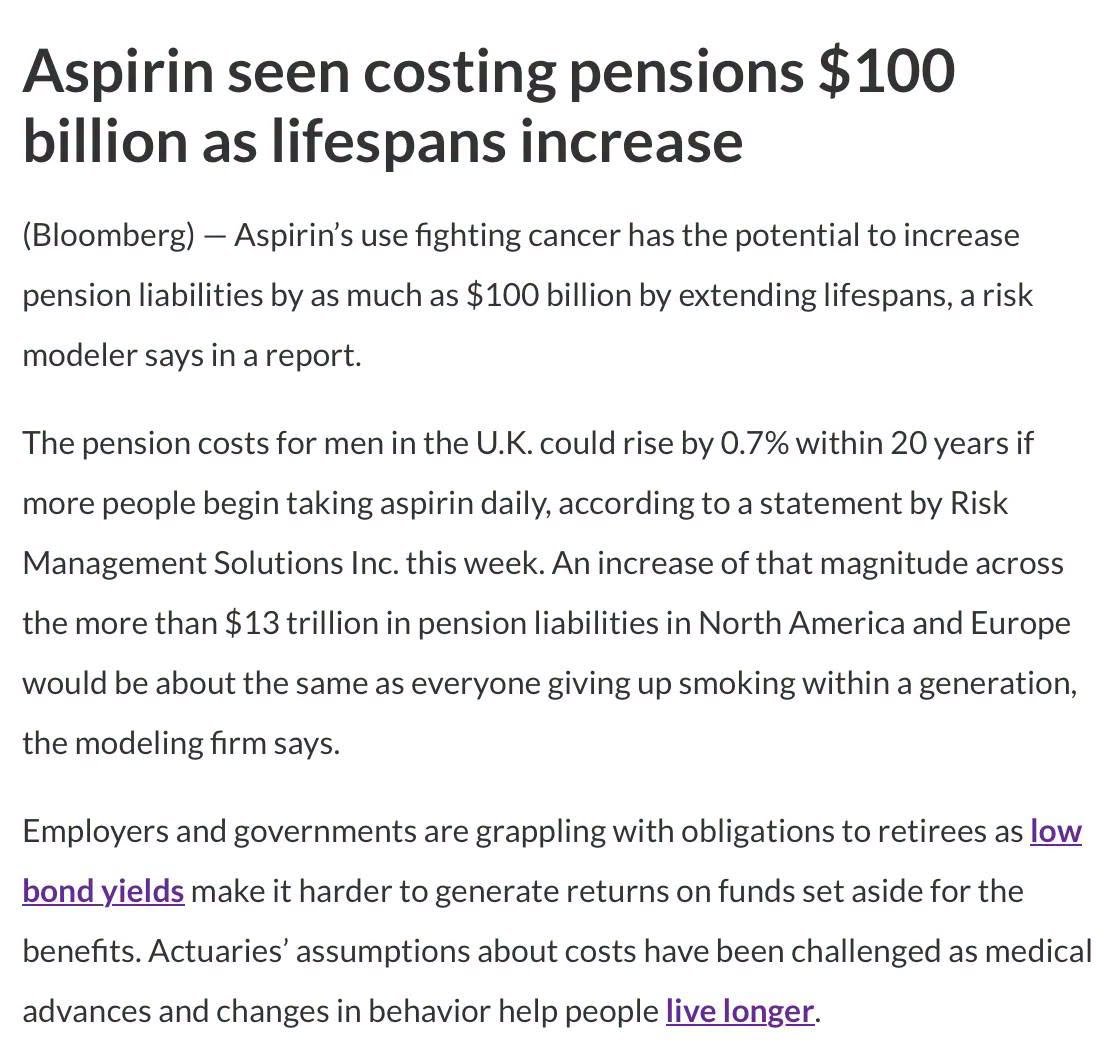 saggiori's tweet photo. Attention... ils vont bientôt interdire l'aspirine et voilà pourquoi... 

L'aspirine a été considérée comme un médicament miracle pendant plus d'un siècle. Puis, des calculs ont été effectués…

« Selon un rapport d'un modélisateur de risques, l'utilisation de l'aspirine pour lutter contre le cancer pourrait augmenter les engagements des régimes de retraite de près de 100 milliards de dollars en allongeant l'espérance de vie.»

« Les coûts des retraites pour les hommes au Royaume-Uni pourraient augmenter de 0,7 % en 20 ans si davantage de personnes commençaient à prendre de l'aspirine quotidiennement, selon une déclaration de Risk Management Solutions Inc. cette semaine. Une augmentation de cette ampleur, pour un total de plus de 13 000 milliards de dollars d'engagements de retraite en Amérique du Nord et en Europe, serait comparable à l'arrêt total du tabac en une génération, indique le cabinet de modélisation.»

« On ignorait que l'aspirine protégeait contre le cancer », explique Andrew Coburn, vice-président senior de la plateforme LifeRisks de RMS et co-auteur du rapport. « C'est un autre élément imprévu lors des prévisions d'engagements. » « L’aspirine possède une puissante activité antibiofilm in vitro et pourrait être utile en association avec des antifongiques conventionnels dans la prise en charge de certaines infections associées aux biofilms. »

« Le traitement à l’aspirine a considérablement augmenté l’élimination de RasV12 et réduit le nombre de cellules transformées par RasV12 dans l’épithélium intestinal et pancréatique de souris soumises à un régime riche en graisses. »

« L’aspirine induit la biogenèse lysosomale et atténue la formation de plaques amyloïdes… »

« L’aspirine a augmenté l’expression de la tyrosine hydroxylase et stimulé la dopamine chez des souris normales et des souris transgéniques âgées atteintes de la maladie de Parkinson. »

« Ces résultats mettent en évidence une nouvelle propriété de l’aspirine : la stimulation de la voie dopaminergique. »

« Les résolvines déclenchées par l’aspirine pourraient constituer des agents chimiopréventifs optimaux et représenter une nouvelle modalité de traitement du cancer. »

« Nous avons constaté que l’activation plaquettaire est une cible efficace de l’aspirine, un candidat thérapeutique ciblé sur l’hôte, largement disponible et abordable, pour le traitement de la tuberculose. » Les résultats suggèrent que l'aspirine pourrait influencer le développement du cancer colorectal par son action sur le microbiote intestinal.

Le traitement par l'aspirine a entraîné une réduction de 20 % de la production hépatique de glucose.

Seule la prise quotidienne d'aspirine a été associée à une atténuation des symptômes de la maladie hépatique et à un risque moindre de progression vers une fibrose avancée.

L'aspirine s'est avérée sûre chez les patients porteurs d'anévrismes cérébraux et des études cliniques suggèrent qu'elle pourrait diminuer le taux global de rupture.

Des bénéfices pour la santé et la longévité pourraient être obtenus à moindre coût grâce à des agents comme l'aspirine, qui régulent les voies de protection générales.

L'aspirine, mais pas le propranolol, a atténué l'augmentation des taux plasmatiques d'IL-6 induite par le stress… Ceci suggère un mécanisme par lequel le traitement par l'aspirine pourrait réduire le risque d'événements athérothrombotiques déclenchés par un stress mental aigu. Ces résultats indiquent que l'aspirine possède non seulement une activité anti-inflammatoire par inhibition de l'activation de NF-κB, mais aussi une activité antichlamydienne à fortes doses.

L'effet antibactérien de l'aspirine pourrait s'expliquer par la déplétion du tryptophane dans les cellules.

Globalement, la présente étude indique que l'aspirine améliore la capacité de régénération osseuse des cellules souches de la pulpe dentaire humaine.

L'aspirine a un effet bénéfique sur les modèles murins de pancréatite chronique par inhibition de l'inflammation et de la fibrose pancréatiques, ce qui pourrait constituer une option prometteuse pour le traitement clinique.

L'aspirine a inversé l'état de maladie induit par les endotoxines, permettant ainsi la formation et la récupération de la mémoire à long terme.

Ces données démontrent une activité antivirale spécifique de l'aspirine contre le virus de la grippe A et le rhinovirus (HRV).

Le mode d'action contre les rhinovirus reste inconnu et nécessite des investigations supplémentaires, de même que l'efficacité potentielle de l'aspirine in vivo dans le traitement du rhume. Chez les femmes souhaitant concevoir et présentant une CRP élevée et des antécédents de fausse couche, l'aspirine à faible dose pourrait augmenter les taux de grossesses cliniques et de naissances vivantes par rapport aux femmes sans inflammation, et réduire l'élévation de la hsCRP pendant la grossesse.

Une diminution statistiquement significative a été observée pour l'interleukine 6 (IL-6), l'interleukine 8 (IL-8) et le facteur de nécrose tumorale alpha (TNFα).

L'administration de 100 mg d'aspirine une fois par jour a significativement amélioré la fonction érectile chez les hommes atteints de dysfonction érectile vasculaire.

Nous montrons que l'aspirine ou son métabolite actif, le salicylate, induisent l'autophagie en inhibant l'activité acétyltransférase de l'EP300. Ces résultats identifient l'aspirine comme un mimétique de la restriction calorique conservé au cours de l'évolution.

L'aspirine active la glycolyse et la respiration mitochondriale, ce qui signifie qu'elle oriente les mitochondries de l'oxydation des graisses vers l'oxydation du glucose, entraînant une augmentation de la production de dioxyde de carbone. Son action sur l'enzyme glycolytique GAPDH est inverse à celle des œstrogènes.