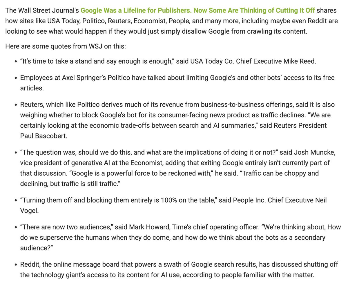 rustybrick's tweet photo. Large publishers are considering blocking Google Search after continued declines in traffic from Google Search https://t.co/3iyD3X233I https://t.co/G36bXGuRH9