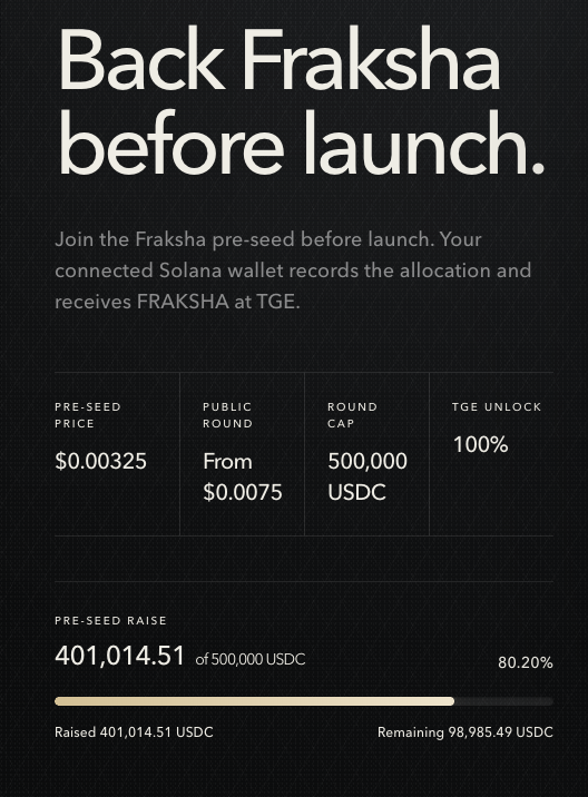 FrakshaFund's tweet photo. $401,000+ allocated. 

Under $99,000 remains. 

Pre-seed closes in 20 hours.

Secure your allocation before the window closes: 

https://t.co/7ZfxbUGQwD https://t.co/93TsAxn2wG