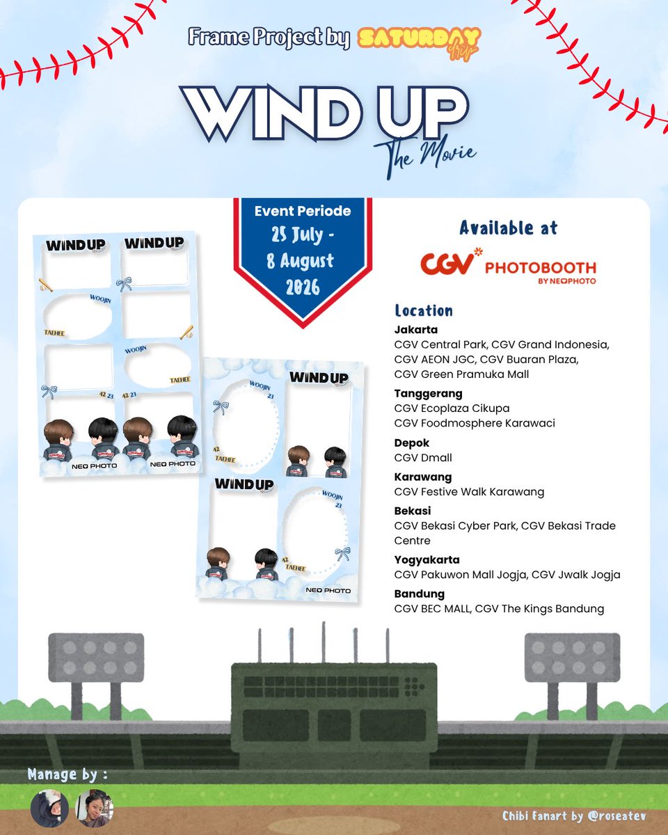 rjmdins's tweet photo. ⋆｡𖦹°⭒˚｡⋆ WIND UP THE MOVIE FRAME⚾️

Photobooth Frame Project by Saturday Drip for #Jeno #Jaemin — CGV Photobooth by Neo Photo✨

📅 25 July - 08 August 2026
📍CGV Photobooth & Neo Photo 
     (Check on our post for details!)

Don’t forget to tag us on instagram! @saturdaydrip_id & @neophotoindonesia