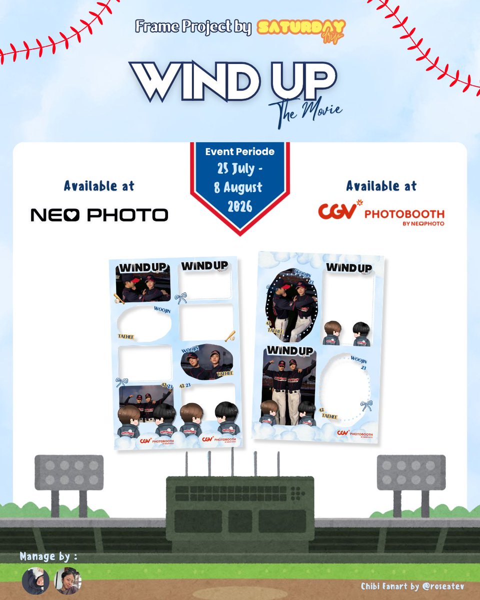 rjmdins's tweet photo. ⋆｡𖦹°⭒˚｡⋆ WIND UP THE MOVIE FRAME⚾️

Photobooth Frame Project by Saturday Drip for #Jeno #Jaemin — CGV Photobooth by Neo Photo✨

📅 25 July - 08 August 2026
📍CGV Photobooth & Neo Photo 
     (Check on our post for details!)

Don’t forget to tag us on instagram! @saturdaydrip_id & @neophotoindonesia