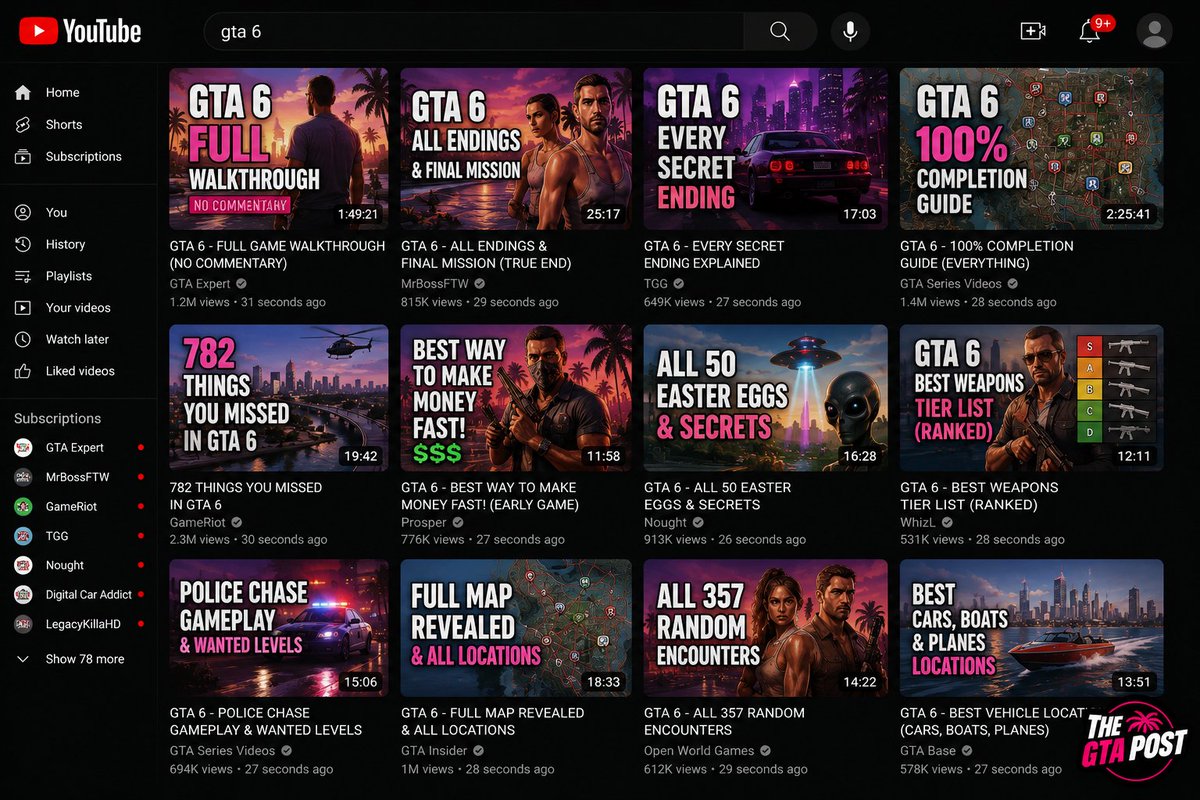 THEGTAPOST's tweet photo. Nobody:
Absolutely nobody:
YouTubers 30 seconds after GTA VI releases:
🎥 FULL WALKTHROUGH
🎥 ALL ENDINGS
🎥 EVERY SECRET
🎥 100% COMPLETION
😭😭😭
#GTA6 https://t.co/HBLhLMtAuQ