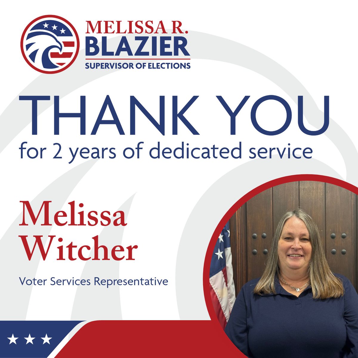 CollierVotes's tweet photo. Today, we’re shining a spotlight on Voter Services Representative, Melissa Witcher, who celebrates 2️⃣ years on our #ElectionsTeam! 🥳👏

Melissa is an invaluable member of our team, and we are deeply grateful for all she does for our voters.

#CollierVotesLocal #WorkAnniversary https://t.co/AyoeI7bDWX