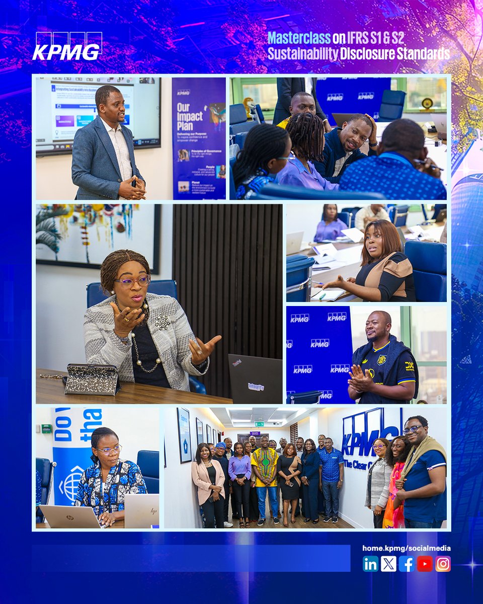 KPMG_NG's tweet photo. Last week, KPMG Nigeria successfully hosted a two-day hybrid masterclass on navigating the 𝗜𝗙𝗥𝗦 𝗦𝟭 𝗮𝗻𝗱 𝗜𝗙𝗥𝗦 𝗦𝟮 𝗦𝘂𝘀𝘁𝗮𝗶𝗻𝗮𝗯𝗶𝗹𝗶𝘁𝘆 𝗗𝗶𝘀𝗰𝗹𝗼𝘀𝘂𝗿𝗲 𝗦𝘁𝗮𝗻𝗱𝗮𝗿𝗱𝘀. https://t.co/JVZvsVp09O