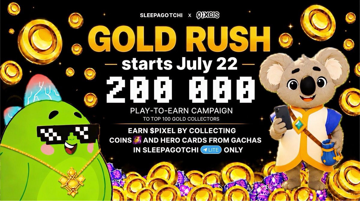 Hello_Everybaby's tweet photo. ๐ฅ A new #TelegramGame starts TODAY at 18:00 Kyiv/Msc!
๐ต Prize Pool: 200,000 #PIXEL shared with top 100 players
๐ Collect Gold & Hero Cards from Gachas
๐ Multipliers:
3 #NFT =1.3x
6 NFT=1.4x
10 NFT=1.5x
๐ Code for ๐: 221321๐
๐ @sleepagotchiLITE_bot
#P2E #TGGame #Web3 https://t.co/8W6bGCeNrw