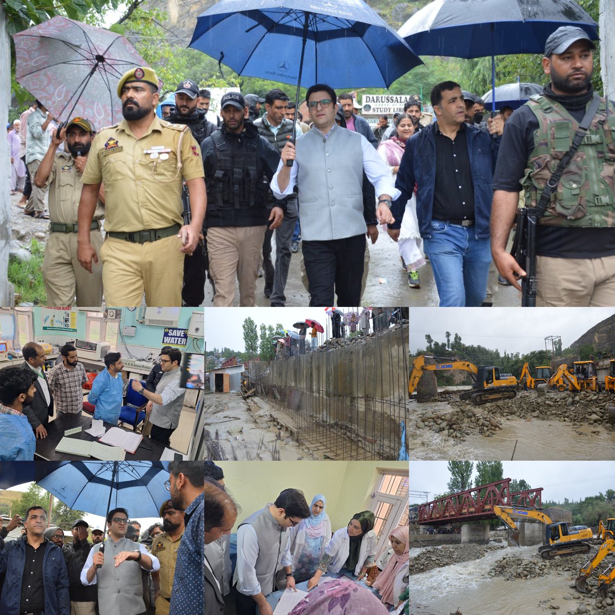 DC_Budgam's tweet photo. DC Budgam @AtharAamirKhan visited SDH Magam &amp; Beerwah to review healthcare services amid heavy weather. 

Inspected Nallah Sukhnag bridge repairs &amp; directed speedy restoration of roads, water &amp; power. All departments fully mobilized, work underway in full swing
@diprjk https://t.co/LkhHkEM0at