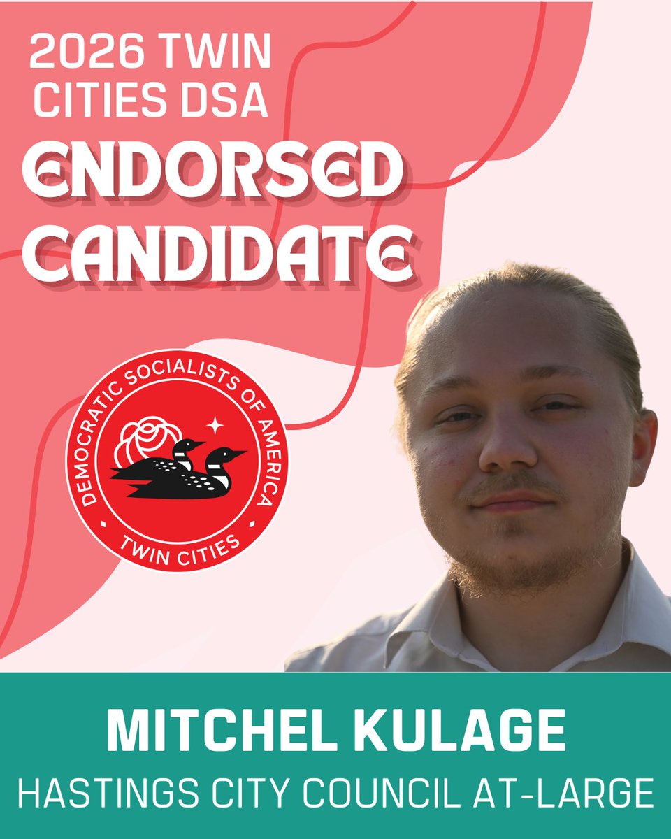 TwinCitiesDSA's tweet photo. Finally, we've endorsed Mitchel Kulage for Hastings City Council At-Large. https://t.co/pGn1JxDHqd