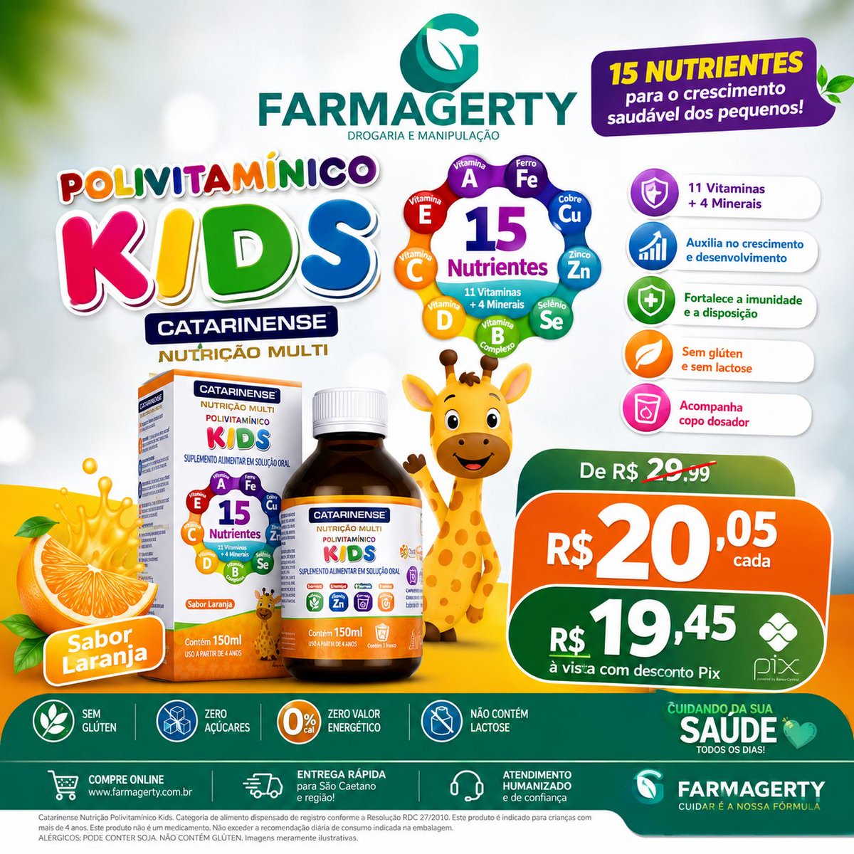 farmagerty's tweet photo. 🍊💛 Polivitamínico Kids Catarinense 15 Nutrientes 150ml com Oferta Especial na Farma Gerty!
Seu filho merece um crescimento saudável com a suplementação adequada!
https://t.co/td4PZxbKjk
#FarmaGerty #SãoCaetanoDoSul #PolivitamínicoKids #Catarinense #VitaminasInfantis https://t.co/LjJVursvjv