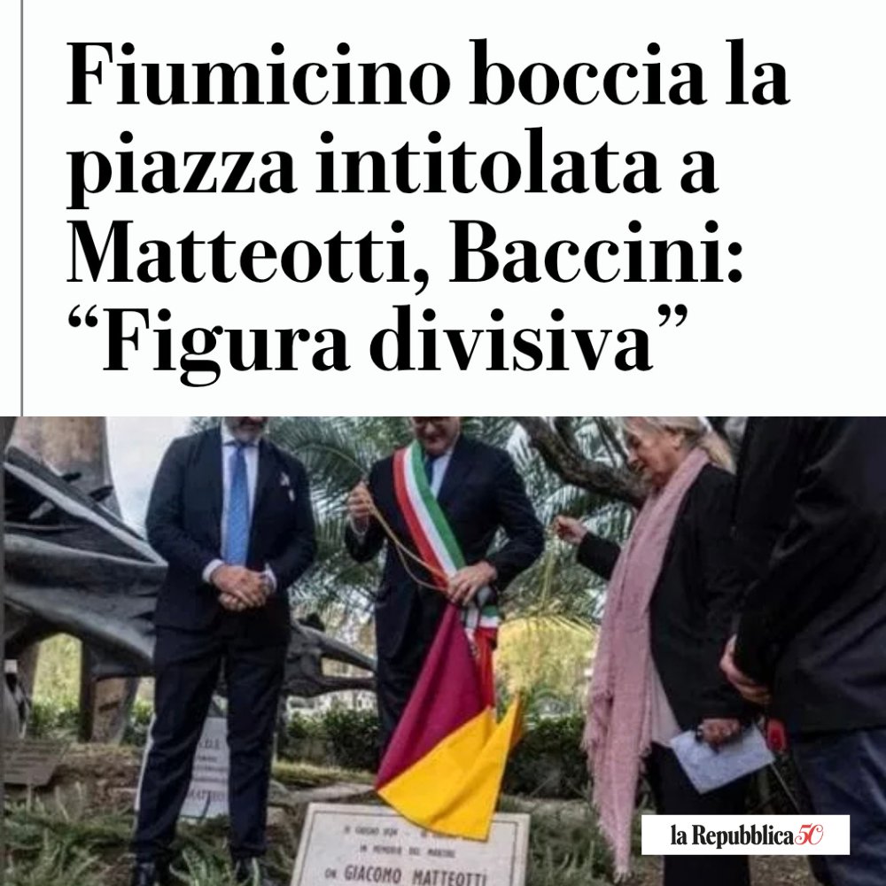 PossibileIt's tweet photo. Certo, il ricordo di Matteotti divide i fascisti dagli antifascisti. E la destra a Fiumicino ha scelto da che parte stare. https://t.co/HiCCWHYGrb