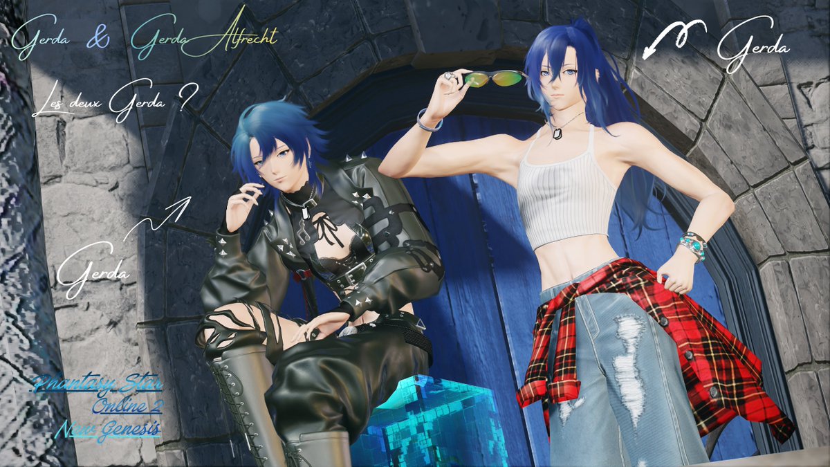 Gerda_Dm7's tweet photo. ”いいところに来たな, cheri.
 どちらがいい女だと思う？”

#PSO2NGS_SS https://t.co/rp4r340Dh2