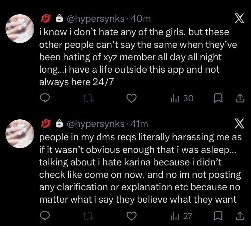 aespalogist's tweet photo. @.wntrult shared private info about Karina’s family and refused to acknowledge or apologize for their mistake, as seen by the tweets on his private account. you let the dislike for a sf outweigh your concern for the idol you're supposedly updating about and that's very telling... https://t.co/qlQvJOX67Q