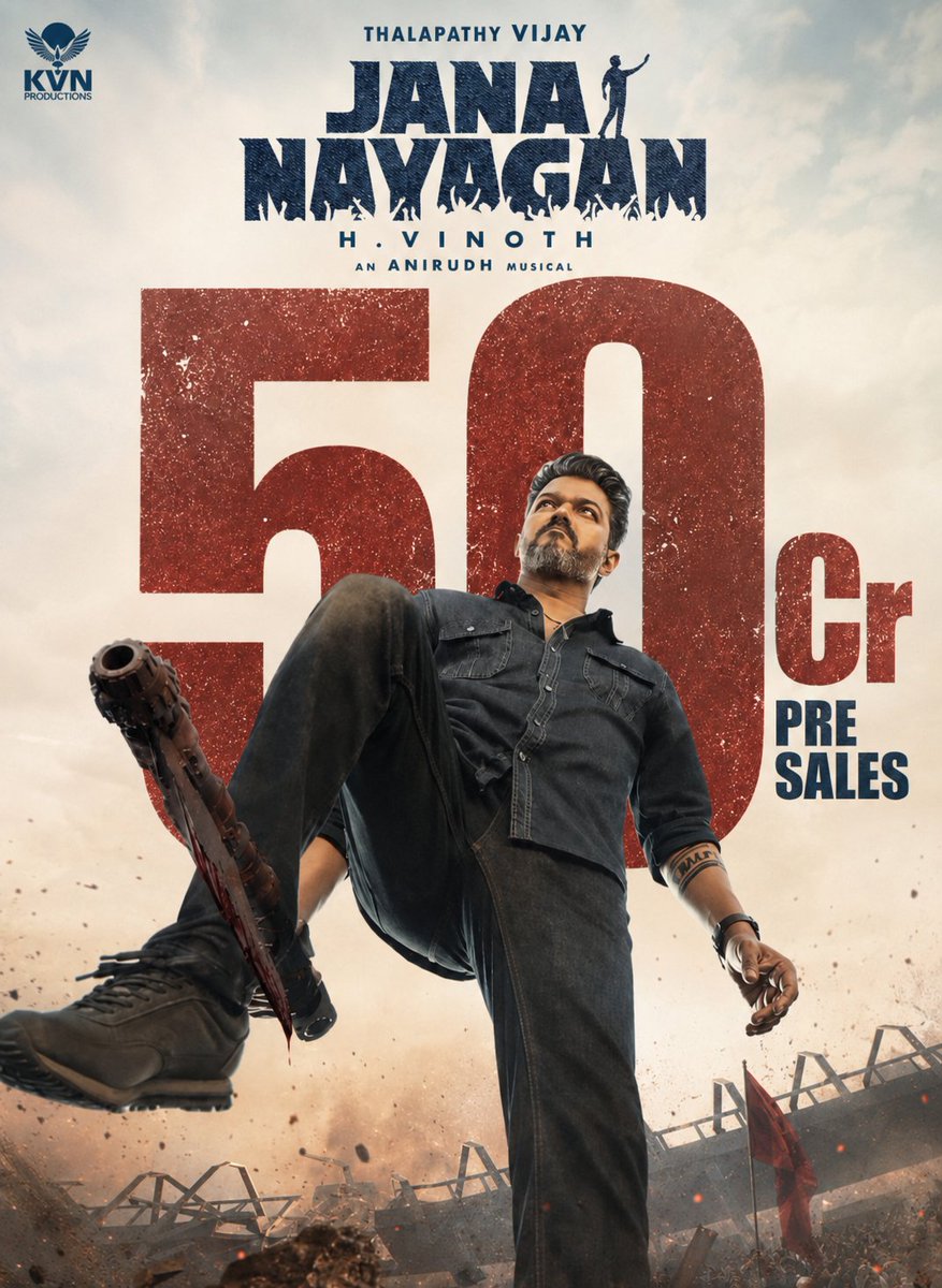 KVFC_Official's tweet photo. World wide 50Cr+ Pre sales @actorvijay 💥

#JanaNayagan https://t.co/4XFwJSrJTk