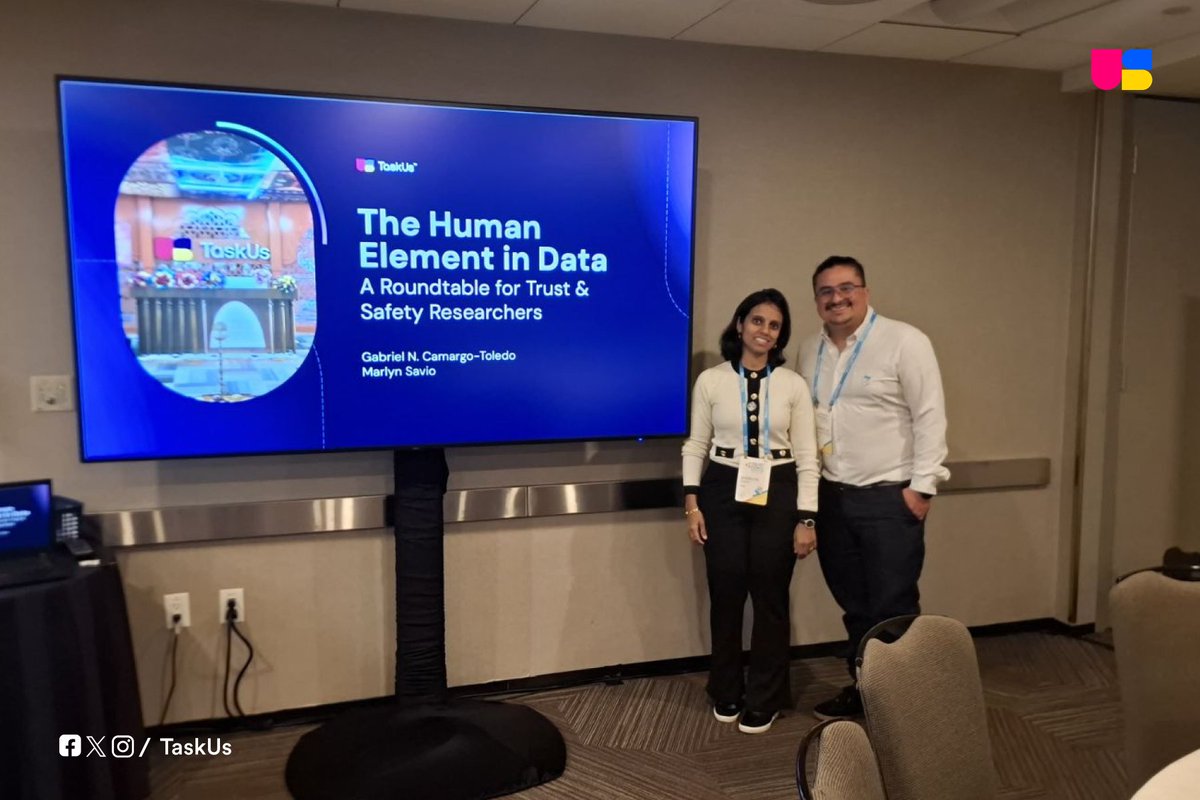 TaskUs's tweet photo. Hundreds of T&S professionals. Diverse perspectives. One shared goal: shaping a safer digital future.

We’re proud to be at Trust & Safety Professional Association’s TrustCon 2026, and participate in nine critical discussions. 

If you’re walking the floor, don't be a stranger! Come say hi to our team: Rachel Guevara, Aleks Bogdanovski, James Black, Andrea Ran, Sarah Edwards, Emily Creevy, Tracy Abzug, Marlyn Thomas Savio, Maria Camila Torres, Gabriel Camargo Toledo

#TaskUs #TrustCon #TrustAndSafety #DigitalSafety