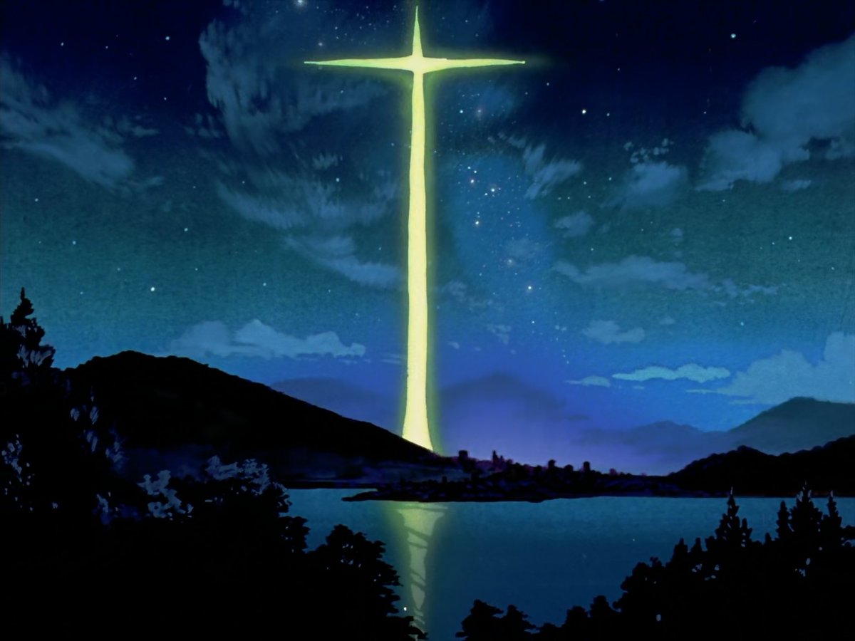 HistoryDrove's tweet photo. When the "angel" is defeated, it explodes into a giant cross of light. Its meaning is also not Biblical, but an obvious reference to the manga Yōkai Hunter: Tree of Life by Morohoshi Daijirō, whom Anno Hideaki deeply respects. https://t.co/KHYIS1IDQO