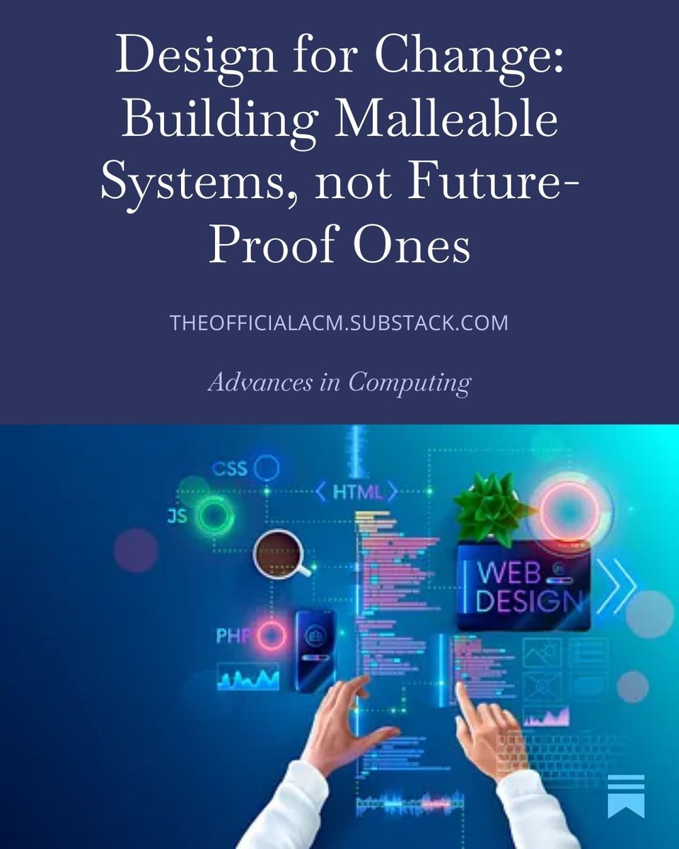 TheOfficialACM's tweet photo. "Code is like a house, and people have to live in it, often for much longer than you expect. You may not be able to predict how it will be used in the future, but you can decide whether those future changes will be painful or straightforward."

Subscribe: https://t.co/mTrt3eFWbA https://t.co/jMllGXiwiS