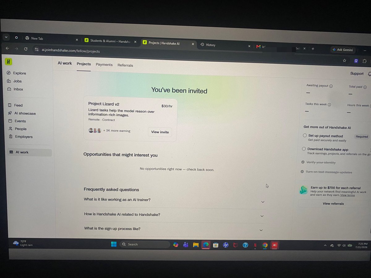 FortyTrillion's tweet photo. Sweet paying projects available on Handshake AI 
All Ye that are seeking and without project, Come and I shall give you the update
Let's make money together ✅🫡 https://t.co/SgtKdx9FQa