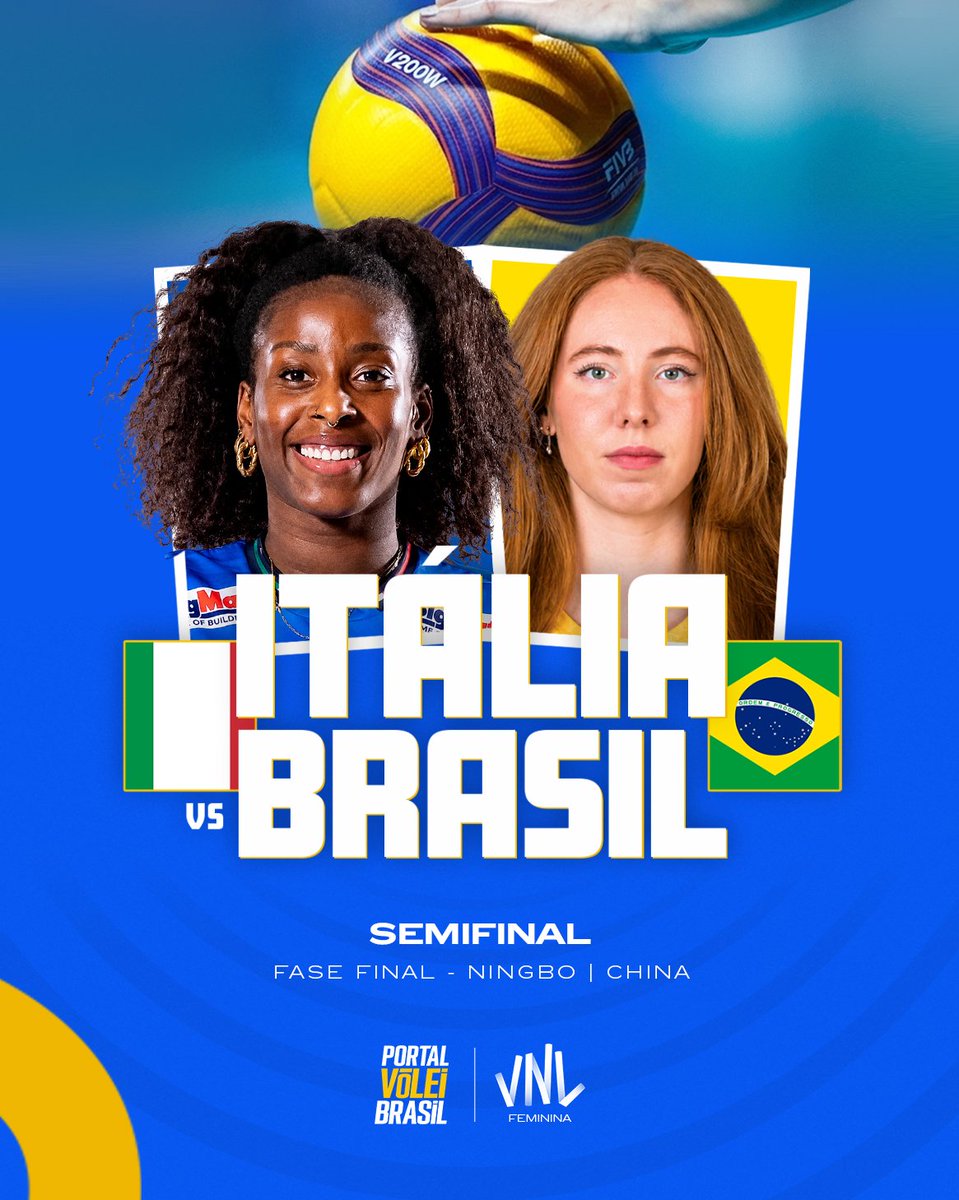 portal_volei's tweet photo. Itália e Brasil disputarão uma vaga na final da VNL Feminina 2026. As italianas se classificaram para a semifinal após eliminar a Holanda, já as brasileiras eliminaram o Japão. As semifinais serão disputadas no sábado (25/07) 🆚 https://t.co/OBr9e7qHnm