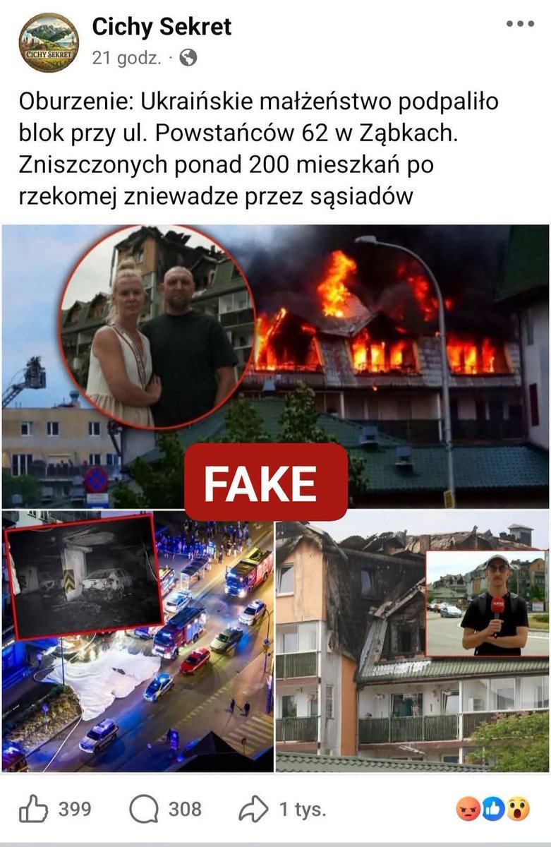 Anna_Mierzynska's tweet photo. 1. Trwa RU operacja dezinfo, wymierzona w relacje PL-UKR
2. Stoi za nią FSB, a nadzoruje ją sam szef FSB
3.Szerzą drastyczne fejki
4.UKRAIŃCY W PL:
- NIE więzili Polki w Małopolsce
- NIE podpalili bloku w Ząbkach
- NIE dźgali Polaka w Łemk. Watrze
- NIE zabili Polaka w Warszawie https://t.co/6nH2eimDoa