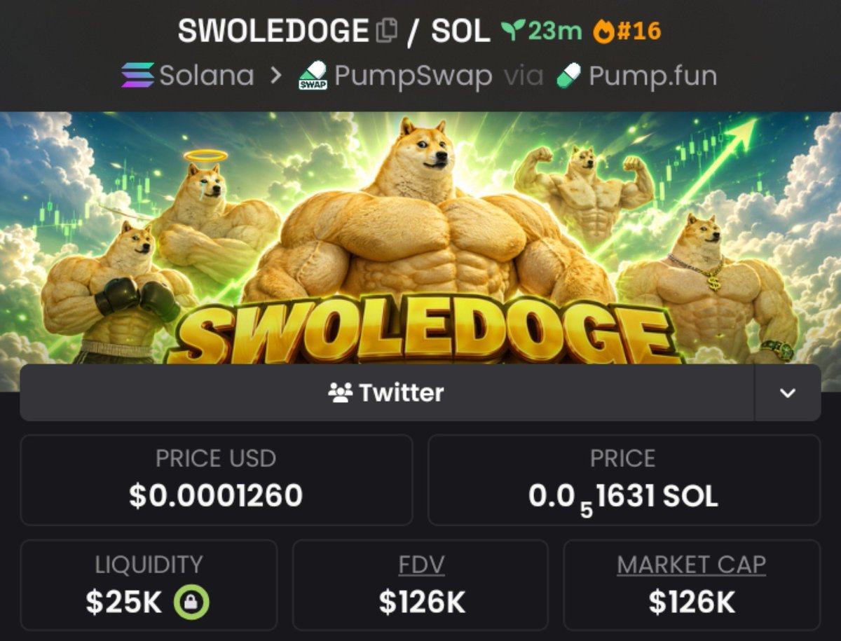 Crypto__Guard's tweet photo. $SWOLEDOGE 💎
 Ca:  Cnm8PaGvGFPT1dDqvRLYRZLwqdTN8dUTtQZT1BTKpump

$126K MC 📊 TG 📍 

#memecoin #Solana https://t.co/R6LlxepqhU