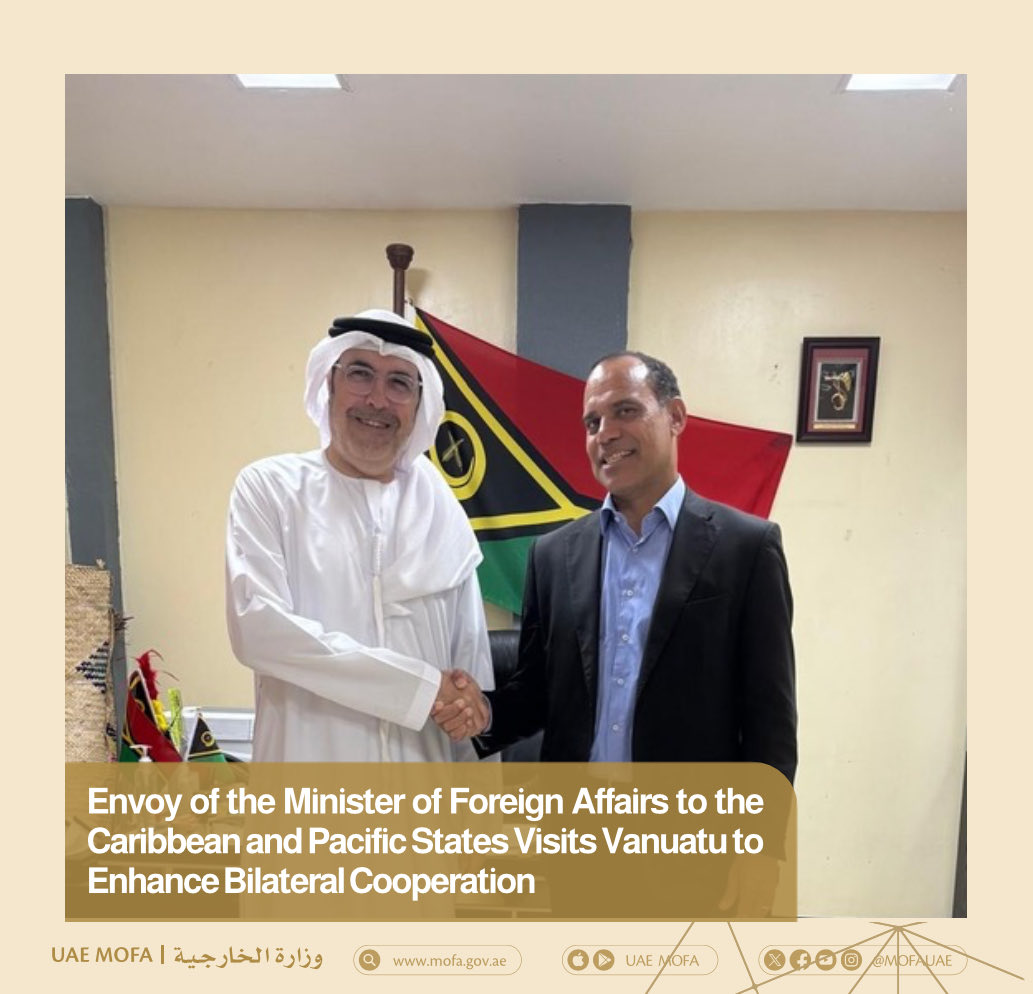 mofauae's tweet photo. Envoy of the Minister of Foreign Affairs to the Caribbean and Pacific States Visits Vanuatu to Enhance Bilateral Cooperation

https://t.co/aWGclbGCBF https://t.co/bVAhHsChAe
