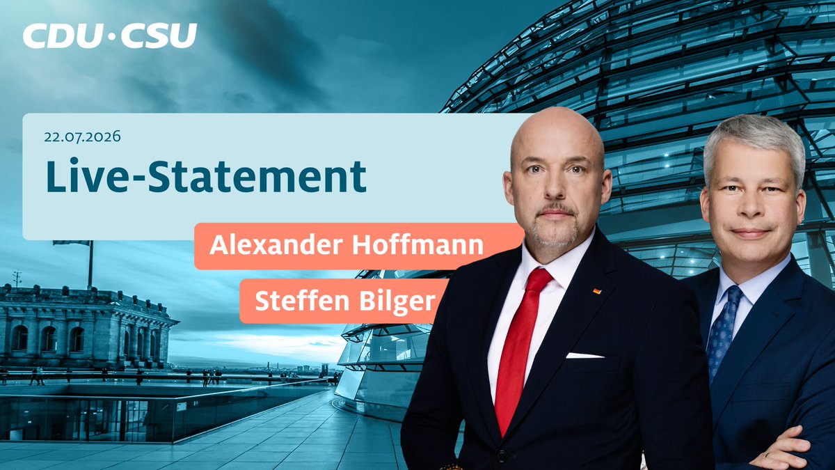 cducsubt's tweet photo. Gleich startet hier unser 🔴Live-Statement 

⏰ab ca. 16:00 Uhr 
👉mit unserem Interims-Fraktionsvorsitzenden @Hoffmann_MdB &amp; dem Ersten Parlamentarischen Geschäftsführer @SteffenBilger https://t.co/XRLkBJiMhQ
