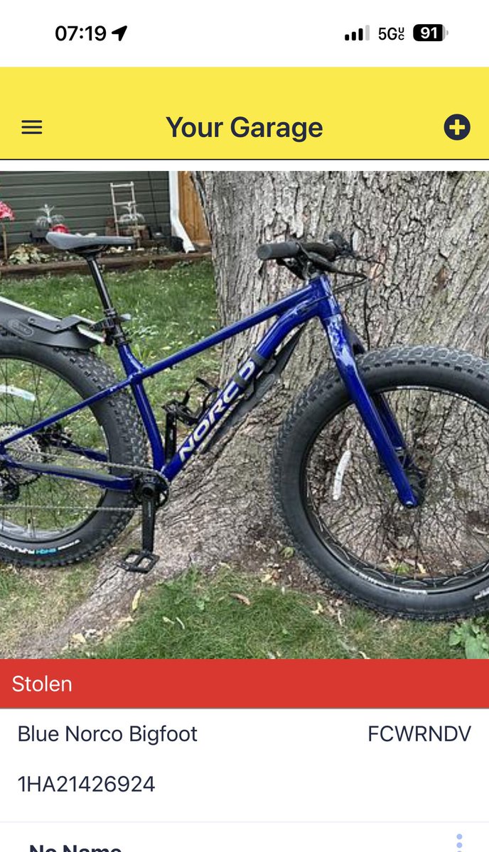 patrickarmijo's tweet photo. Help catch a bike thief! Garage broken into south Minneapolis 12:50a. Blue Norco Fat Tire. Bike tracing to 1501 S 11th Ave. Call police if you see it. Report number in pics https://t.co/PSHNTtlbqn