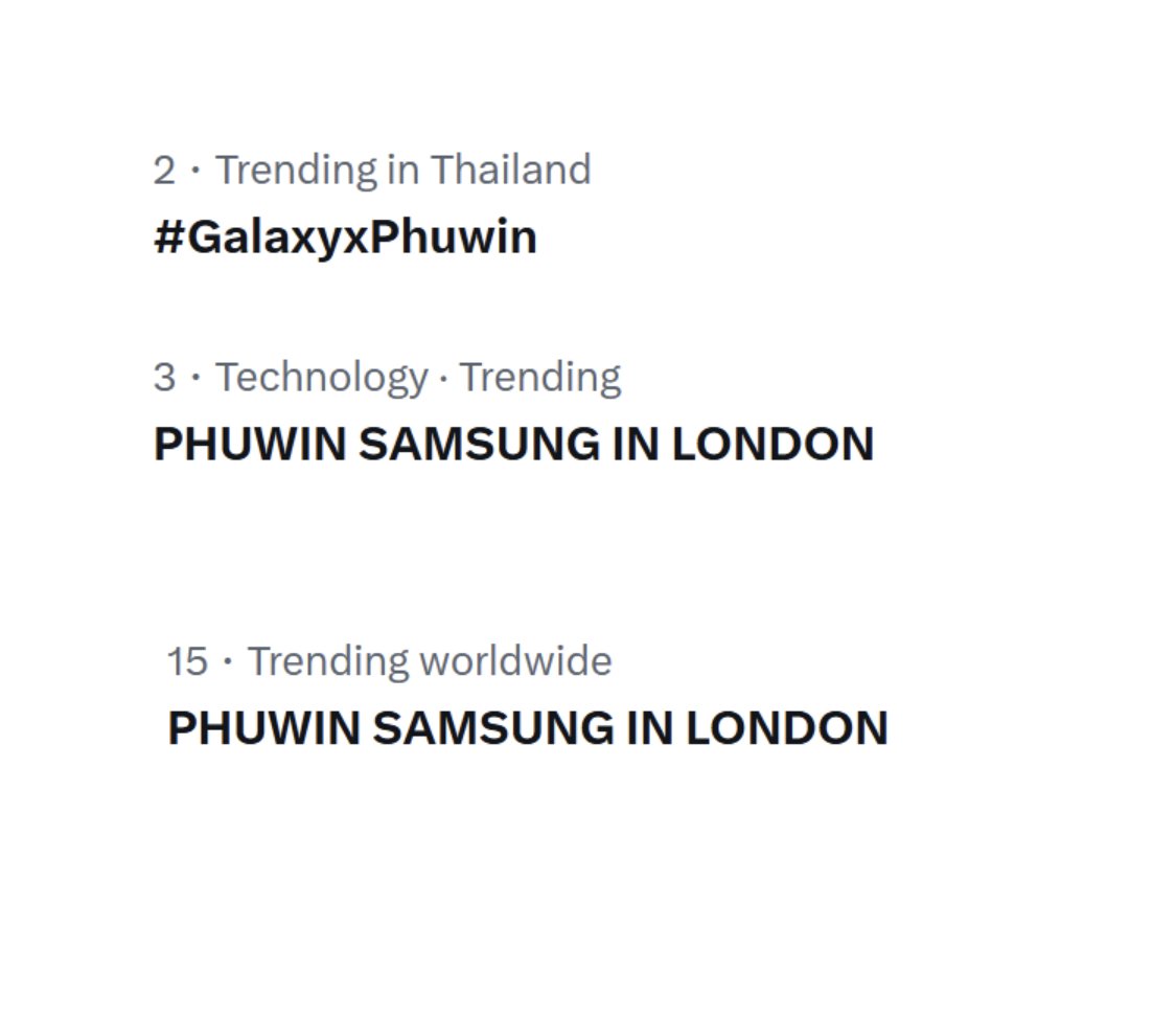 phuwinengstrm's tweet photo. อันดับขยับขึ้นแล้วทั้งเทรนด์ไทยและเทรนด์โลกค่ะ เพิ่มความถี่อย่างต่อเนื่องเลยนะคะทุกคน 👏 

PHUWIN SAMSUNG IN LONDON
#GalaxyxPhuwin #GalaxyZFold8

@phuwintang @SamsungThailand https://t.co/avuYo8uG1G
