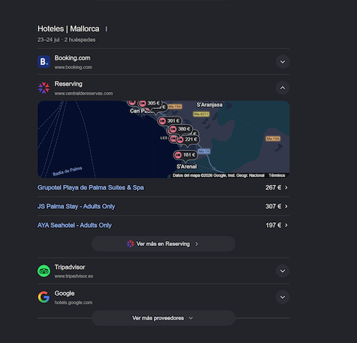 Lluc_SEO's tweet photo. If this rollout expands across Europe, it could reshape how hotels measure visibility and direct demand.

The booking journey now includes multiple visibility layers before a user even reaches an official hotel website.

Will this increase or reduce direct bookings? https://t.co/uPNVRb4G1W