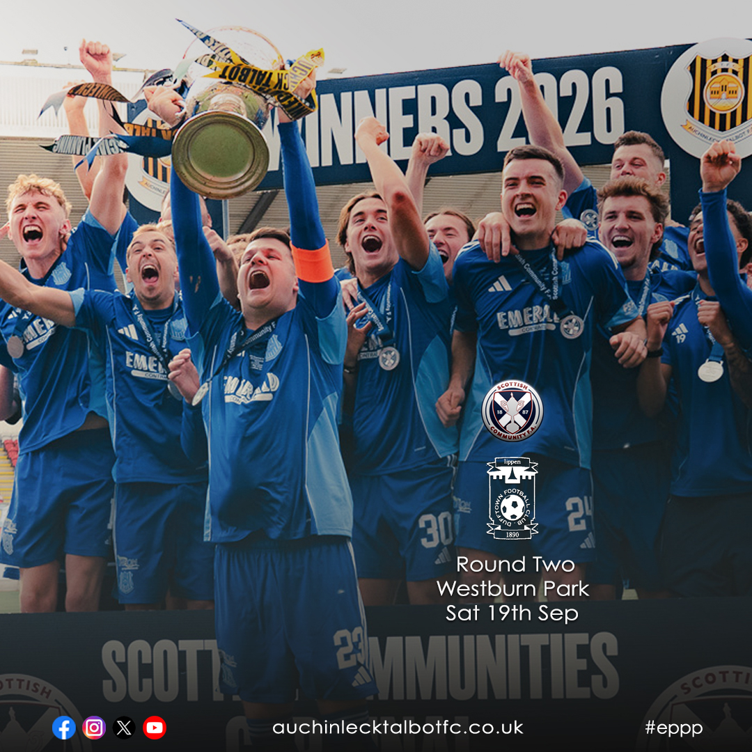 atfc1909's tweet photo. 🏆 We can now confirm we will begin our defence of the Scottish Communities Cup on Saturday 19th September as we travel to face Dufftown.

Our initially scheduled league fixture against Kilwinning Rangers will now take place on Tuesday 22nd September with a 7:45pm Kick Off.

#eppp