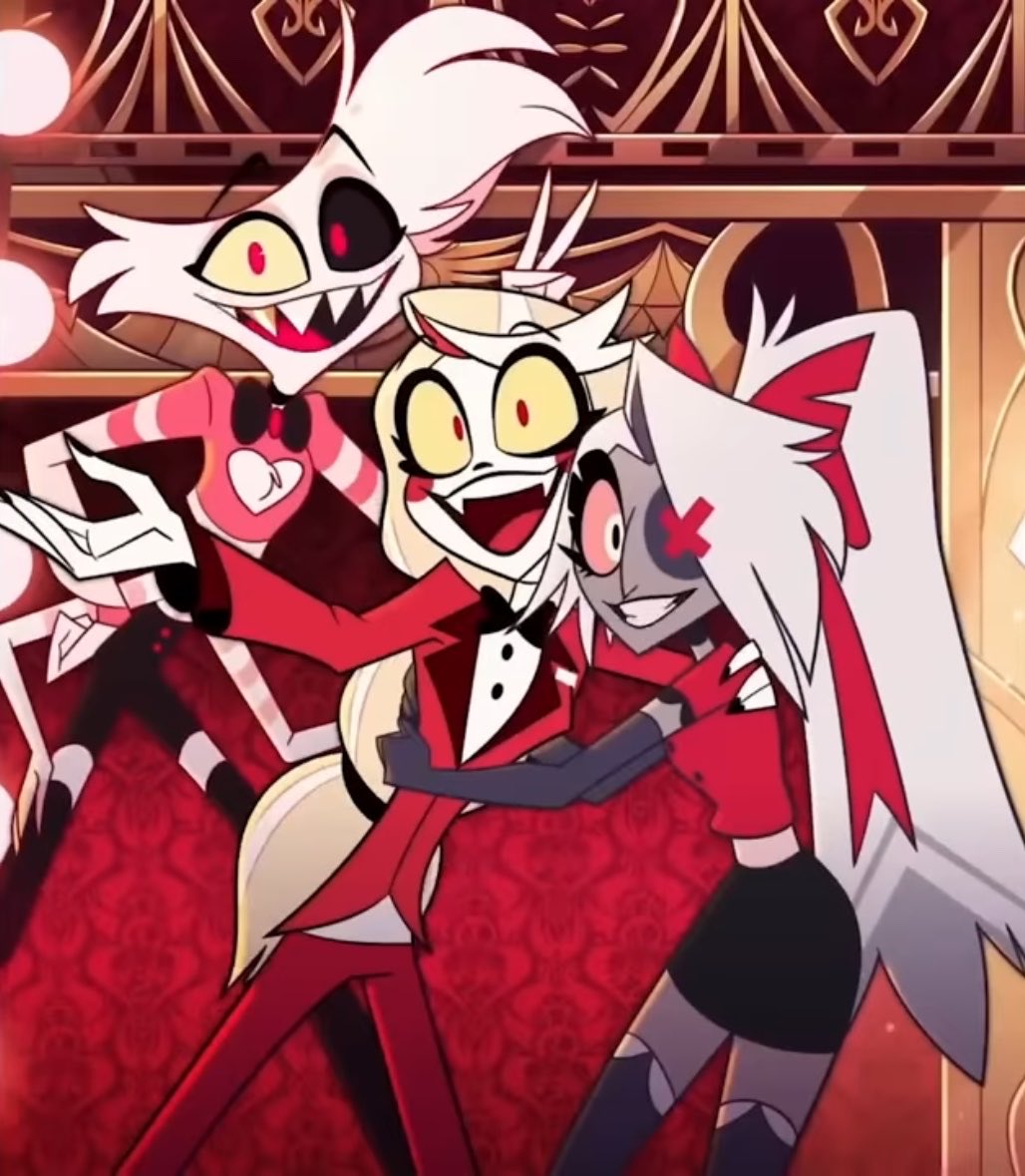 voxvangogh's tweet photo. I LOVE YOU HAZBIN HOTEL TRIO. THE THREE WHO STARTED IT ALL. i NEED charlie and vaggi suffering from angel’s absence in s3 just as much as anyone else. https://t.co/s5US5wfW9F