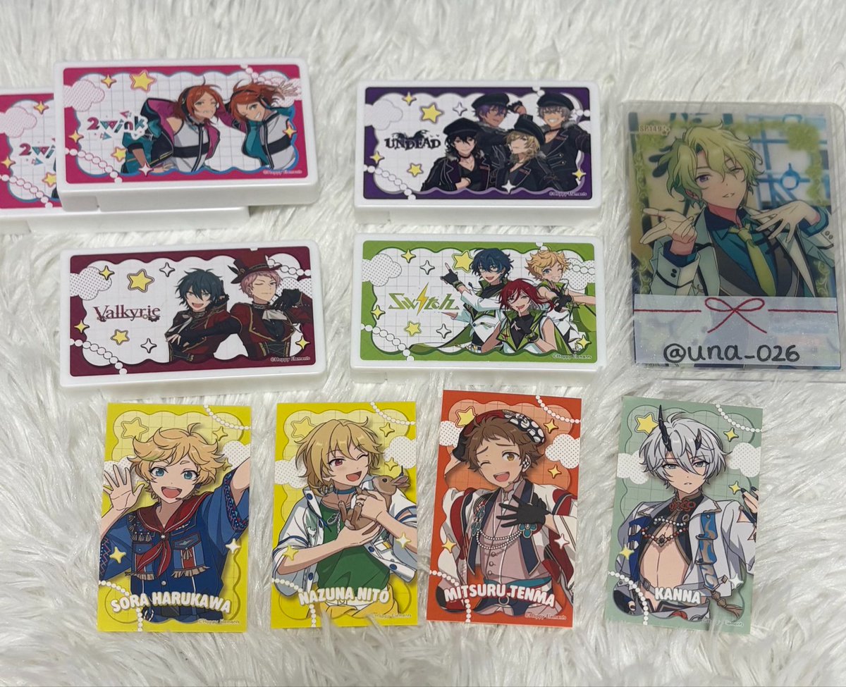 una_026's tweet photo. 【交換】あんスタ ラブレッツ

譲】
ケース
2wink UNDEAD Valkyrie Switch
シール
宙 なずな 光 カンナ

求】
シール 日和 ＞ ケース Eden

ケース⇔シールでの交換可能 郵送のみ
食品のため中味は抜いての交換です

検索からでもお待ちしております¨̮⃝ https://t.co/WbRTHiEO3f