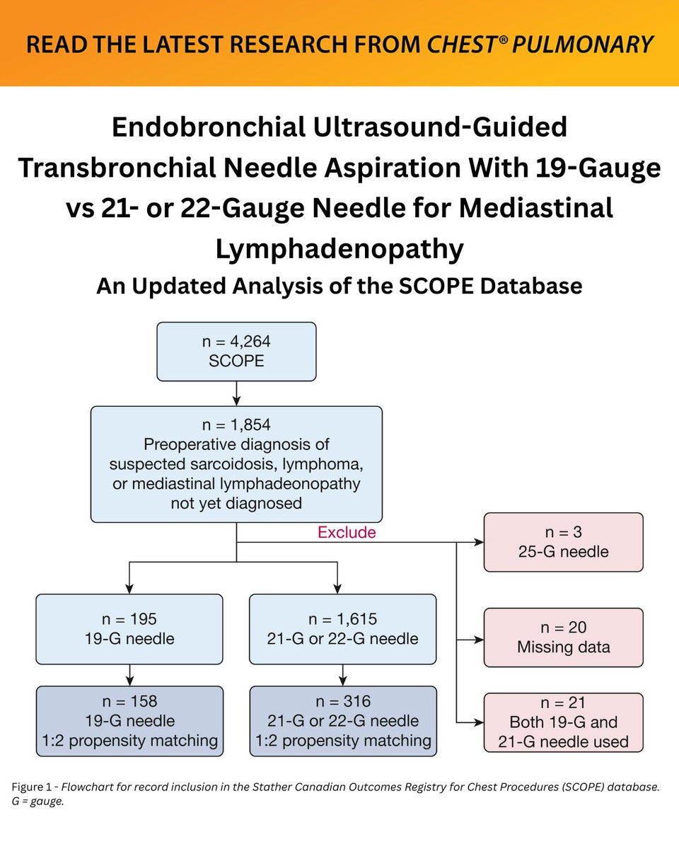 journal_CHEST's tweet photo. Does a 19-gauge endobronchial ultrasound needle increase diagnostic performance over smaller needles in patients with a preprocedural diagnosis of suspected sarcoidosis, lymphoma, or mediastinal lymphadenopathy not yet diagnosed?
Read more: https://t.co/IohR4gOucL
#MedEd #FOAM https://t.co/Em1a95nVoC