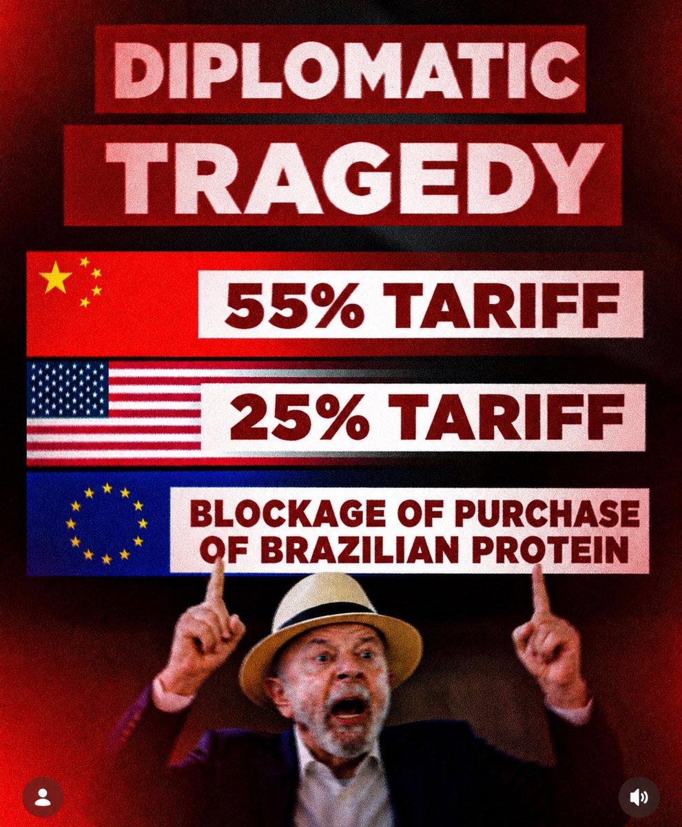 BolsonaroSP's tweet photo. 🇺🇸 Lula and his supporters - in and out of the press - only complain about the US tariff, which happened because of Lula’s bad faith in refusing to properly negotiate with the Americans.

🇨🇳 🇪🇺 You won’t see him criticizing China or the European globalists, because all he cares about is fighting with Trump - probably what his marketing team told him to do, believing he’ll win votes with his hypocritical talk of defending sovereignty.

🇧🇷 But make no mistake, no matter where you’re from, you’re the one who’ll pay the price for Lula’s incompetence and bad faith - when you go to the supermarket.