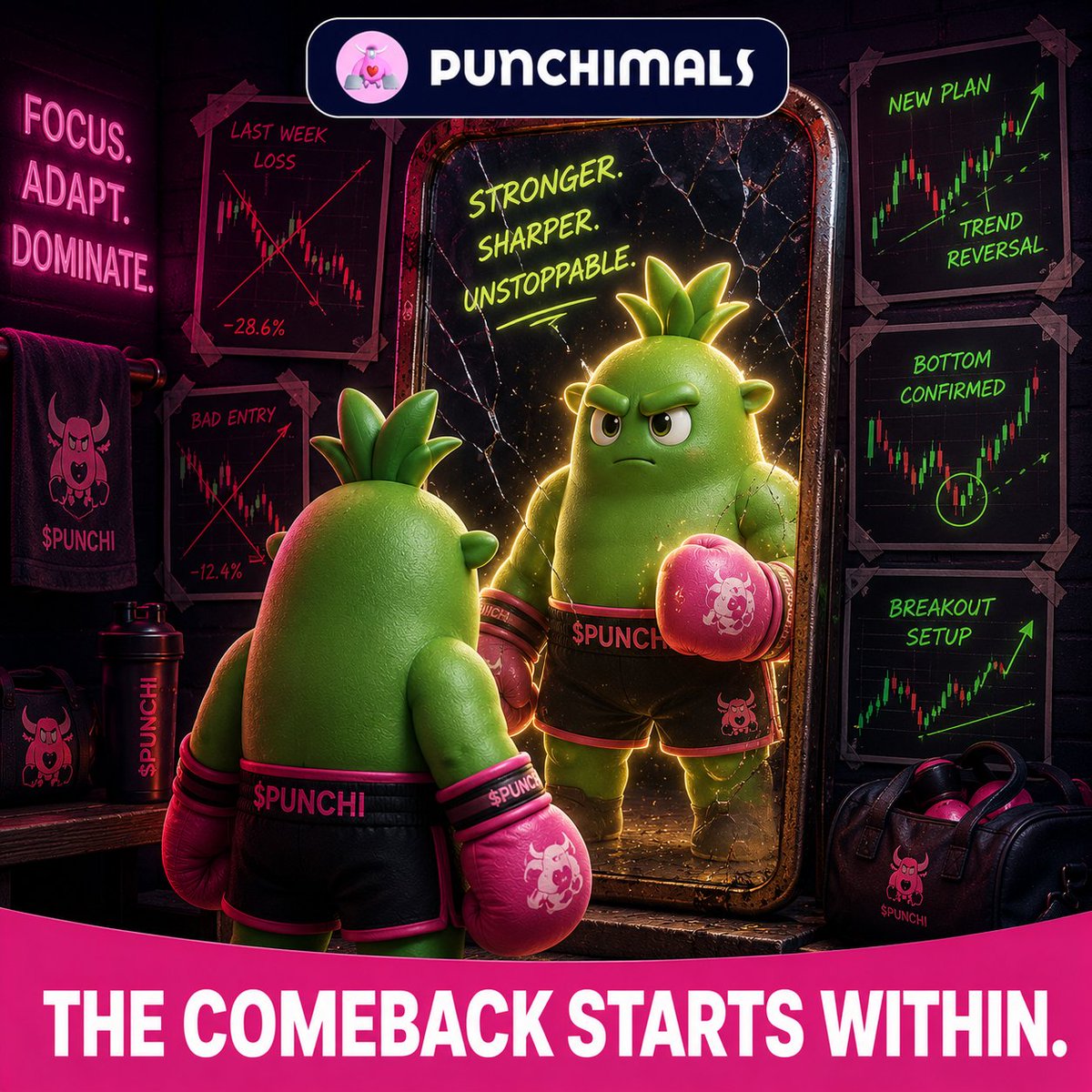 punchimals's tweet photo. Midweek reset. 
Look inward before you look at the chart.
$PUNCHI comebacks are built on mindset first.

Trade $PUNCHI
 https://t.co/zIFuo6tljk

#Punchimals #PUNCHI #CryptoTrading #Web3 #DYOR https://t.co/4eW80shI68