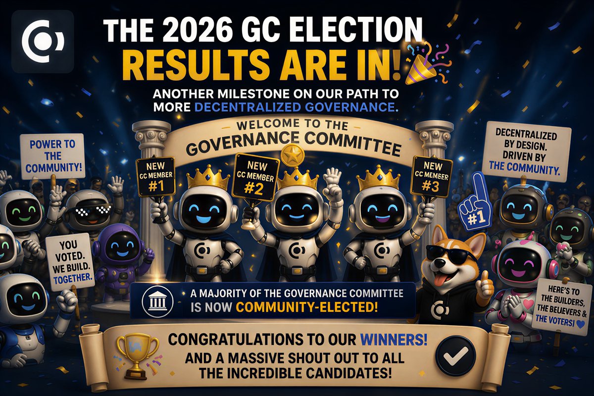 SirIzed's tweet photo. The 2026 Governance Committee election results are in.

The @Concordium community has elected three new members, marking another milestone on the path to more decentralized governance.

With this election, a majority of the Governance Committee is now community-elected. The newly elected members strengthen the committee that sits at the center of how Concordium is run.

Congratulations to the winners, and thank you to all candidates who participated. The community look forward to the experience and perspective the new members will bring to this term

Read More:
https://t.co/NVYbM91qqG