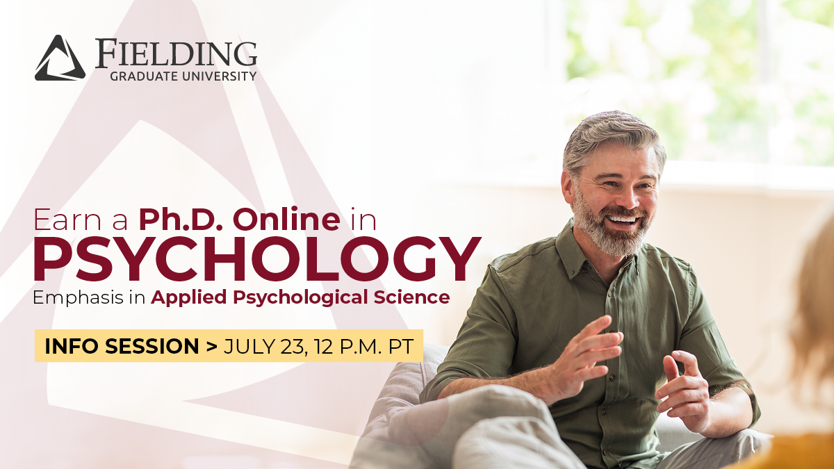 FieldingGradU's tweet photo. Earn your Ph.D. in Psychology 100% online with a focus on applied psychological science. Finish in as little as 3 years and make real-world impact through meaningful research. Join our July 23 info session: https://t.co/QKO6lA0xl1 https://t.co/nLmCVvPmoN
