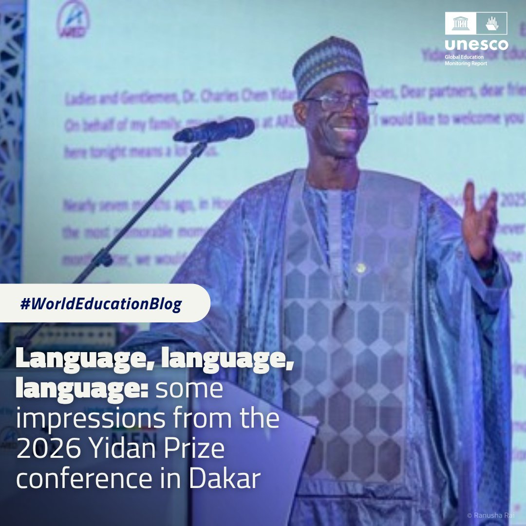 GEMReport's tweet photo. Language shapes learning.
Yet across Africa, most children are taught in languages they do not speak at home.
Our latest #WorldEducationBlog explores why language of instruction is key to equity and learning and what comes next.
Read: https://t.co/aTAJk5YT68
#BornToLearn https://t.co/F7VsXeDt4A