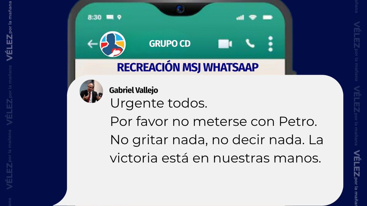 lcvelez's tweet photo. Atención: #VelezPorLaManana 
Tiene la prueba de lo que sería el acuerdo entre el CD y el Pacto Histórico. 

Gabriel Vallejo envió un mensaje de no agresión a su bancada de antes del discurso del presidente Petro.

Noticia de @JohaFuentes https://t.co/bcROVDubDi