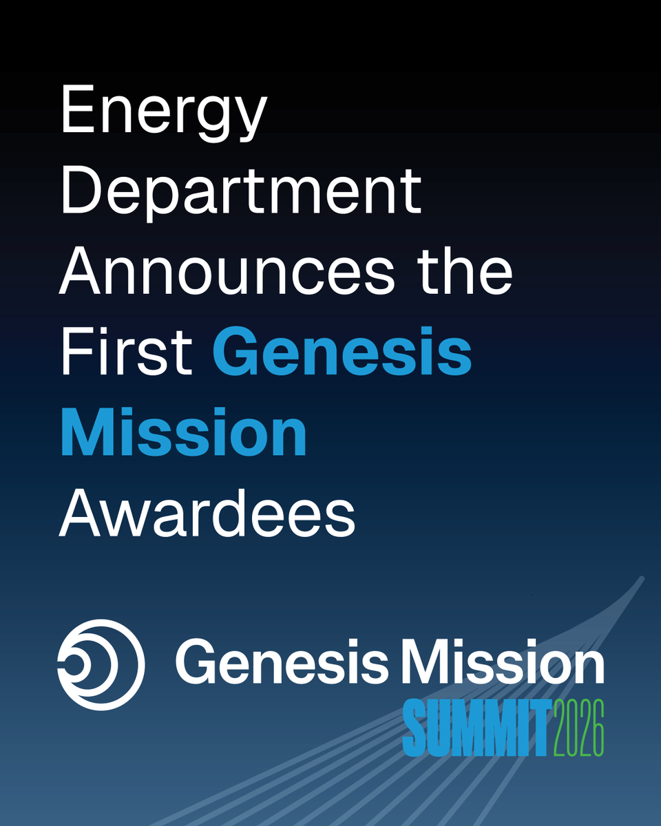 ScienceUnderSec's tweet photo. Genesis Mission called, and America's scientific community answered. 

Following the largest response to a funding opportunity in @ENERGY history, we've announced the first Genesis Mission teams who will accelerate breakthroughs in energy, discovery science &amp; national security. https://t.co/xfj6ZLKD5p