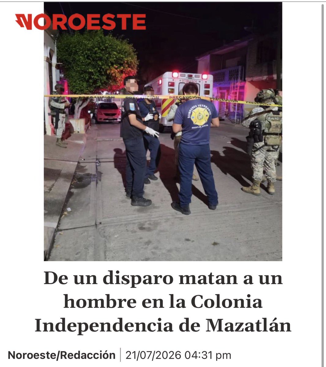 AdrianLopezMX's tweet photo. Ayer hubo 4 homicidios en Sinaloa: un padre y su hijo fueron hallados asesinados en Navolato, otro hombre en Mazatlán y un Marino que falleció en el hospital tras agresión el pasado 3 de julio.

Aún así, la @FiscaliaSinaloa reportó sólo 1 al @SESNSP. Así las malas prácticas para bajar la estadística.
