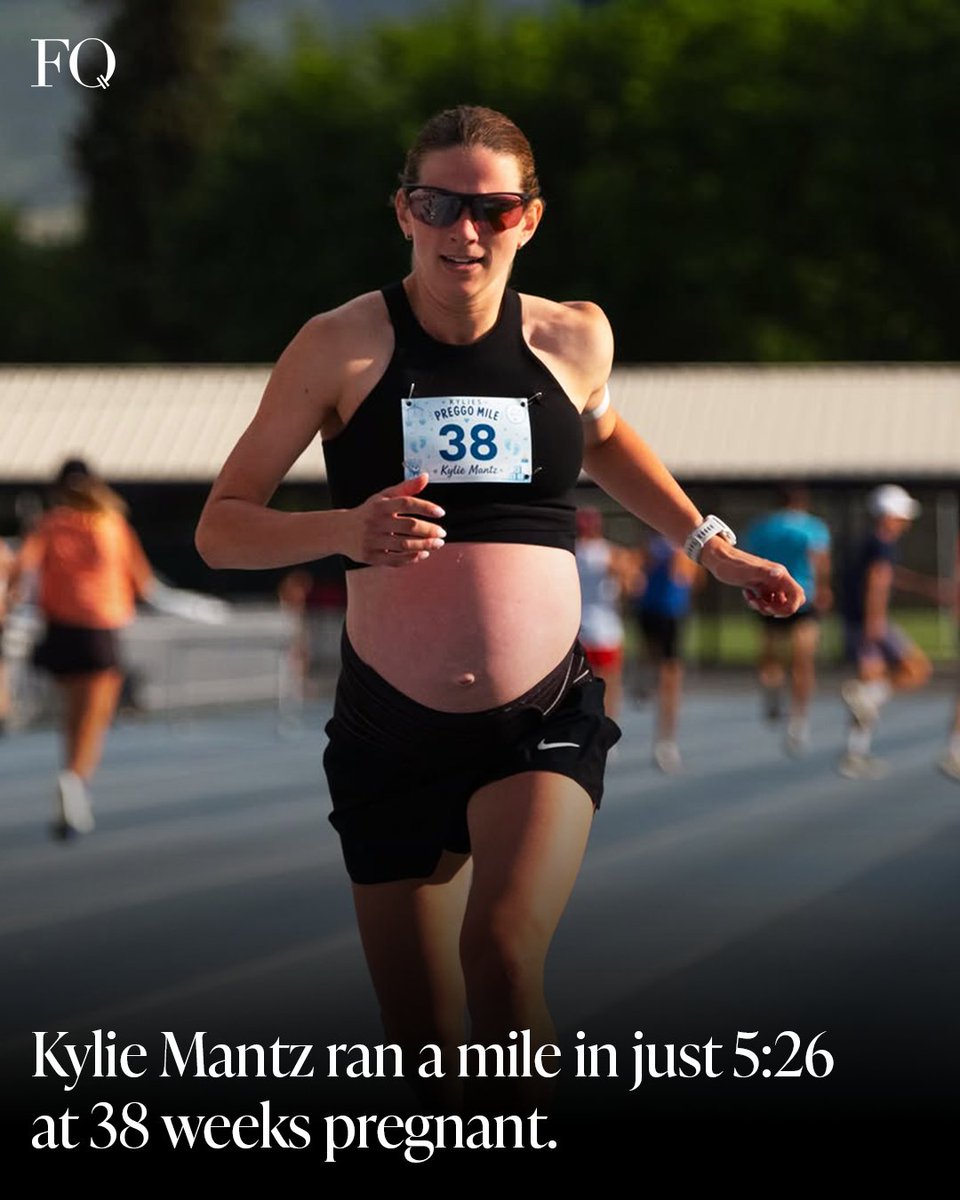 femalequotient's tweet photo. 38 weeks pregnant. A 5:26.2 minute mile. This is what 24-year-old Kylie Mantz accomplished with just two weeks to her due date.  

Women are UNSTOPPABLE  👏👏👏 https://t.co/dsawZS9nh1